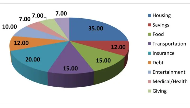 A pie chart breaking down a student’s monthly expenses.