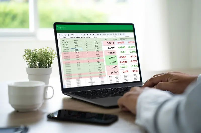 Project scenarios budget example illustrated in a spreadsheet