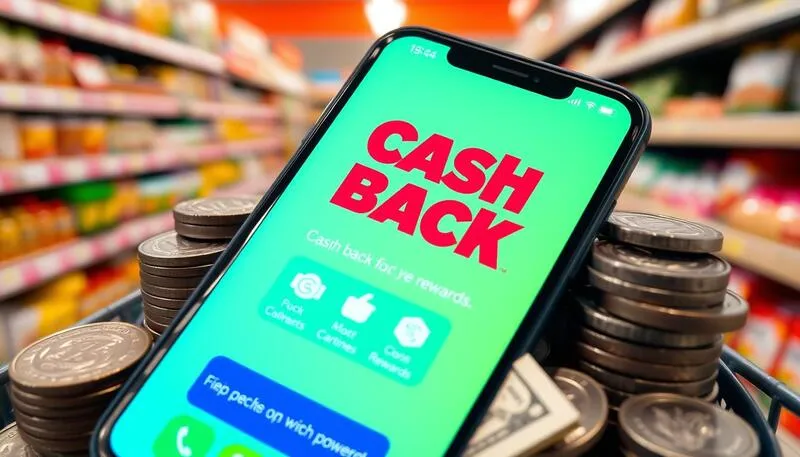 Frugal money saver using a cashback app while shopping online