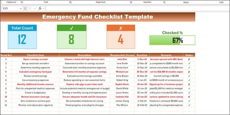 Tracking emergency fund savings progress through systematic planning