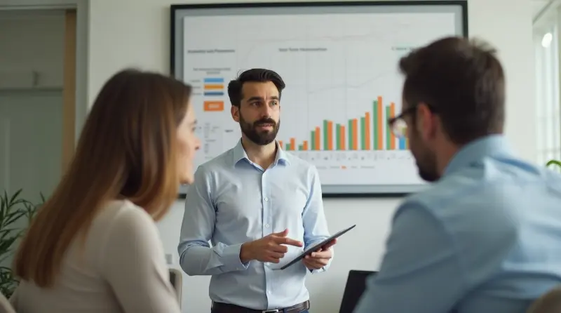 Financial advisor demonstrating why IUL is a bad investment to clients.